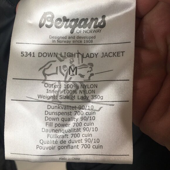 Bergans of Norway Puffer Jacket Womens Medium Black Down Light Coat Packable - Picture 12 of 16